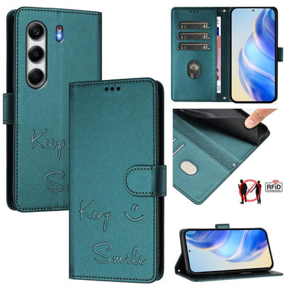 Smile Embossing RFID Leather Phone Case, For Tecno Camon 50 Pro 4G, For Tecno Camon 50 4G, For Tecno Spark Slim 5G, For Tecno Pop 10 / Infinix Smart 10 4G, For Tecno Camon 40 Pro 4G, For Tecno Camon 40 Premier, For Tecno Camon 40 4G                    ...
