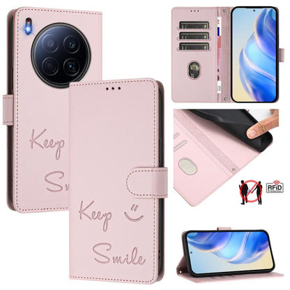 Smile Embossing RFID Leather Phone Case, For Tecno Camon 50 Pro 4G, For Tecno Camon 50 4G, For Tecno Spark Slim 5G, For Tecno Pop 10 / Infinix Smart 10 4G, For Tecno Camon 40 Pro 4G, For Tecno Camon 40 Premier, For Tecno Camon 40 4G                    ...