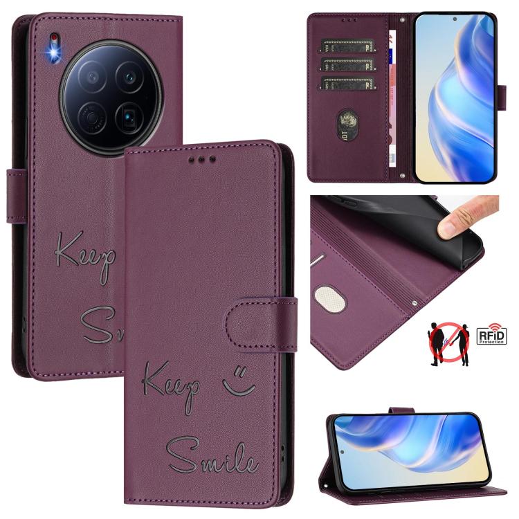 Smile Embossing RFID Leather Phone Case, For Tecno Camon 50 Pro 4G, For Tecno Camon 50 4G, For Tecno Spark Slim 5G, For Tecno Pop 10 / Infinix Smart 10 4G, For Tecno Camon 40 Pro 4G, For Tecno Camon 40 Premier, For Tecno Camon 40 4G                    ...
