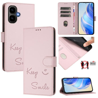 Smile Embossing RFID Leather Phone Case, For Tecno Camon 50 Pro 4G, For Tecno Camon 50 4G, For Tecno Spark Slim 5G, For Tecno Pop 10 / Infinix Smart 10 4G, For Tecno Camon 40 Pro 4G, For Tecno Camon 40 Premier, For Tecno Camon 40 4G                    ...