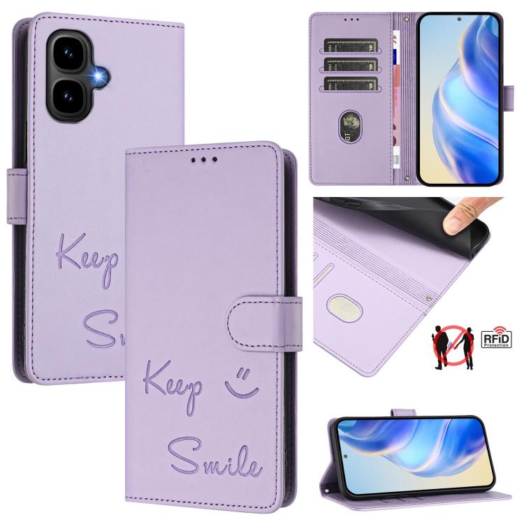 Smile Embossing RFID Leather Phone Case, For Tecno Camon 50 Pro 4G, For Tecno Camon 50 4G, For Tecno Spark Slim 5G, For Tecno Pop 10 / Infinix Smart 10 4G, For Tecno Camon 40 Pro 4G, For Tecno Camon 40 Premier, For Tecno Camon 40 4G                    ...