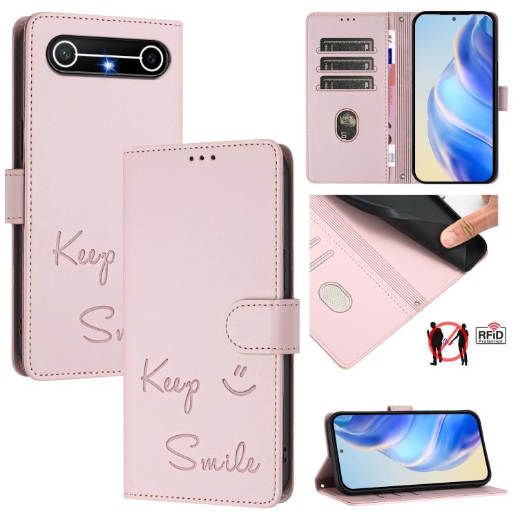 Smile Embossing RFID Leather Phone Case, For Tecno Camon 50 Pro 4G, For Tecno Camon 50 4G, For Tecno Spark Slim 5G, For Tecno Pop 10 / Infinix Smart 10 4G, For Tecno Camon 40 Pro 4G, For Tecno Camon 40 Premier, For Tecno Camon 40 4G                    ...