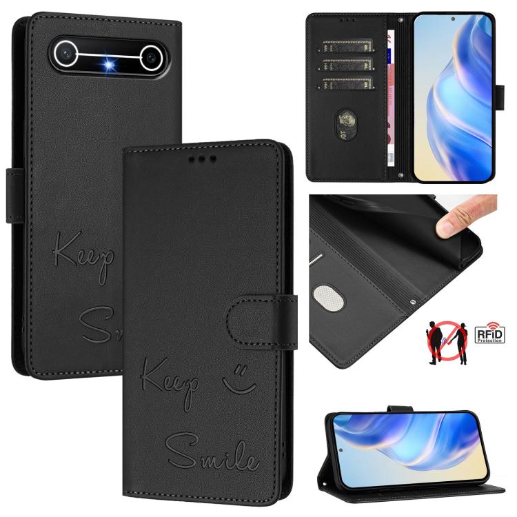 Smile Embossing RFID Leather Phone Case, For Tecno Camon 50 Pro 4G, For Tecno Camon 50 4G, For Tecno Spark Slim 5G, For Tecno Pop 10 / Infinix Smart 10 4G, For Tecno Camon 40 Pro 4G, For Tecno Camon 40 Premier, For Tecno Camon 40 4G                    ...