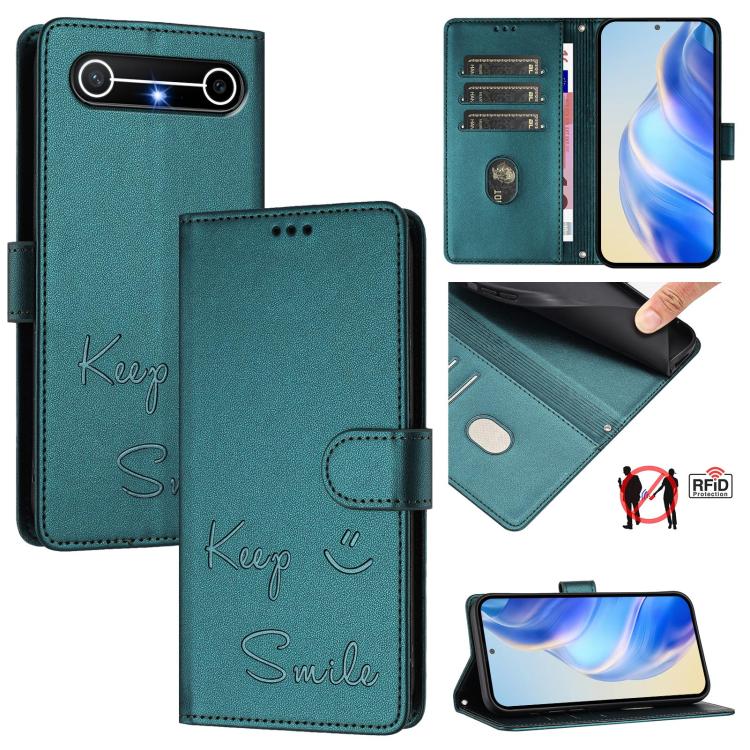 Smile Embossing RFID Leather Phone Case, For Tecno Camon 50 Pro 4G, For Tecno Camon 50 4G, For Tecno Spark Slim 5G, For Tecno Pop 10 / Infinix Smart 10 4G, For Tecno Camon 40 Pro 4G, For Tecno Camon 40 Premier, For Tecno Camon 40 4G                    ...