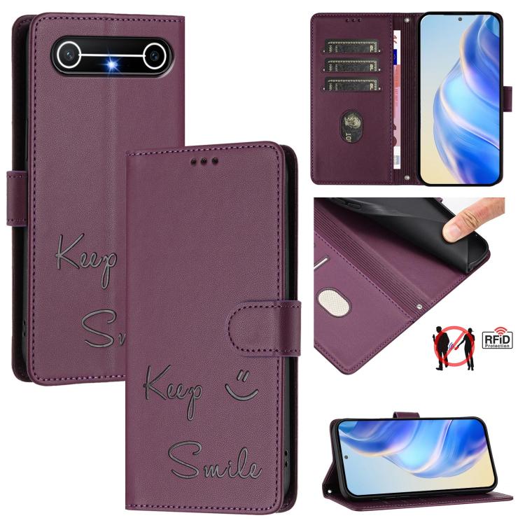 Smile Embossing RFID Leather Phone Case, For Tecno Camon 50 Pro 4G, For Tecno Camon 50 4G, For Tecno Spark Slim 5G, For Tecno Pop 10 / Infinix Smart 10 4G, For Tecno Camon 40 Pro 4G, For Tecno Camon 40 Premier, For Tecno Camon 40 4G                    ...