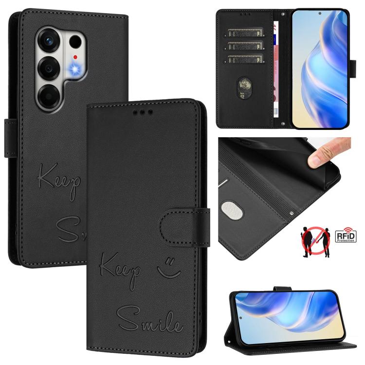 Smile Embossing RFID Leather Phone Case, For Tecno Camon 50 Pro 4G, For Tecno Camon 50 4G, For Tecno Spark Slim 5G, For Tecno Pop 10 / Infinix Smart 10 4G, For Tecno Camon 40 Pro 4G, For Tecno Camon 40 Premier, For Tecno Camon 40 4G                    ...