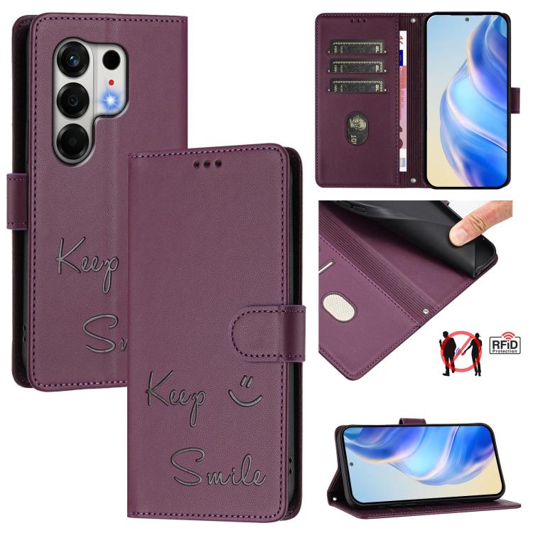 Smile Embossing RFID Leather Phone Case, For Tecno Camon 50 Pro 4G, For Tecno Camon 50 4G, For Tecno Spark Slim 5G, For Tecno Pop 10 / Infinix Smart 10 4G, For Tecno Camon 40 Pro 4G, For Tecno Camon 40 Premier, For Tecno Camon 40 4G                    ...