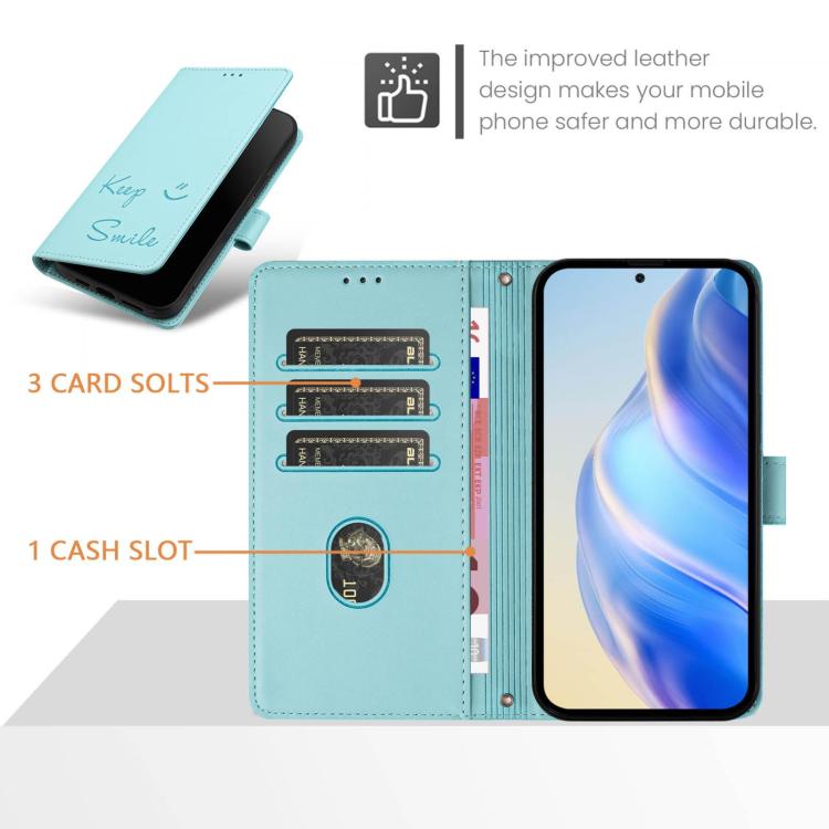 Smile Embossing RFID Leather Phone Case, For Tecno Camon 50 Pro 4G, For Tecno Camon 50 4G, For Tecno Spark Slim 5G, For Tecno Pop 10 / Infinix Smart 10 4G, For Tecno Camon 40 Pro 4G, For Tecno Camon 40 Premier, For Tecno Camon 40 4G                    ...