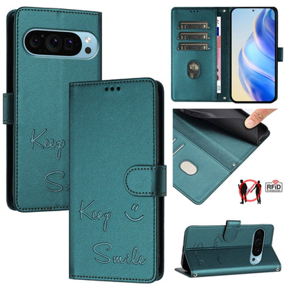 Smile Embossing RFID Leather Phone Case, For Google Pixel 11 Pro XL, For Google Pixel 11 Pro / 11, For Google Pixel 10 Pro XL 5G Global, For Google Pixel 10 5G / 10 Pro 5G Global, For Google Pixel 9a, For Google Pixel 9 Pro XL                          ...