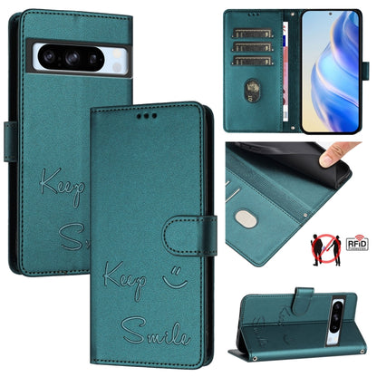 Smile Embossing RFID Leather Phone Case, For Google Pixel 11 Pro XL, For Google Pixel 11 Pro / 11, For Google Pixel 10 Pro XL 5G Global, For Google Pixel 10 5G / 10 Pro 5G Global, For Google Pixel 9a, For Google Pixel 9 Pro XL                          ...