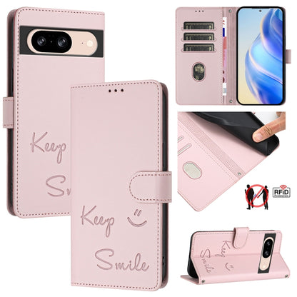 Smile Embossing RFID Leather Phone Case, For Google Pixel 11 Pro XL, For Google Pixel 11 Pro / 11, For Google Pixel 10 Pro XL 5G Global, For Google Pixel 10 5G / 10 Pro 5G Global, For Google Pixel 9a, For Google Pixel 9 Pro XL                          ...