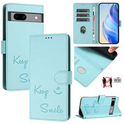 Smile Embossing RFID Leather Phone Case, For Google Pixel 11 Pro XL, For Google Pixel 11 Pro / 11, For Google Pixel 10 Pro XL 5G Global, For Google Pixel 10 5G / 10 Pro 5G Global, For Google Pixel 9a, For Google Pixel 9 Pro XL                          ...