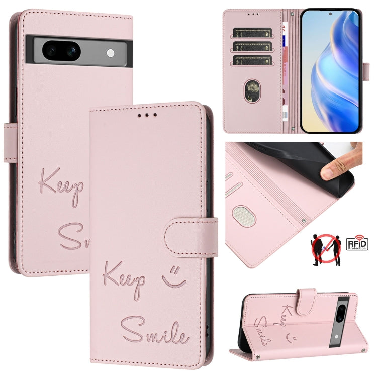 Smile Embossing RFID Leather Phone Case, For Google Pixel 11 Pro XL, For Google Pixel 11 Pro / 11, For Google Pixel 10 Pro XL 5G Global, For Google Pixel 10 5G / 10 Pro 5G Global, For Google Pixel 9a, For Google Pixel 9 Pro XL                          ...