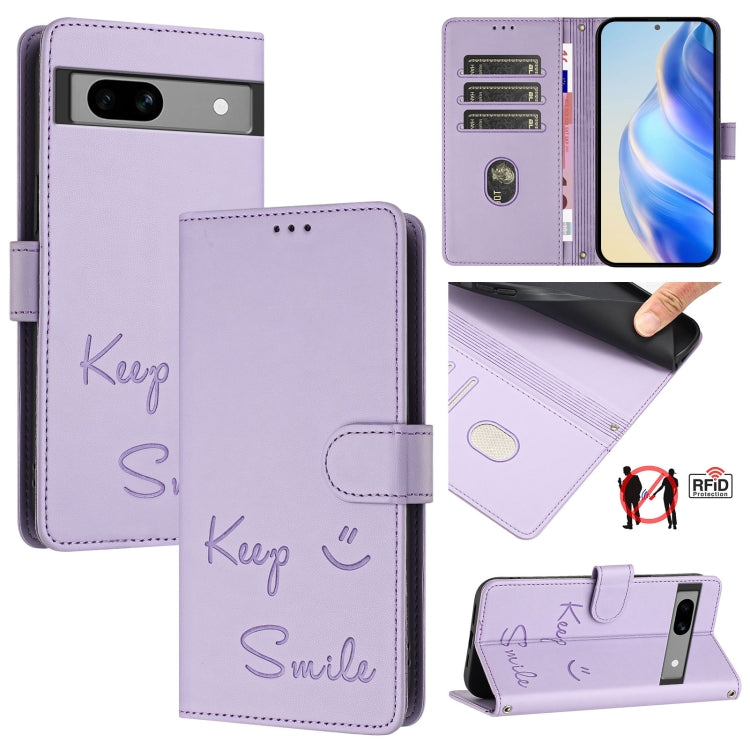 Smile Embossing RFID Leather Phone Case, For Google Pixel 11 Pro XL, For Google Pixel 11 Pro / 11, For Google Pixel 10 Pro XL 5G Global, For Google Pixel 10 5G / 10 Pro 5G Global, For Google Pixel 9a, For Google Pixel 9 Pro XL                          ...
