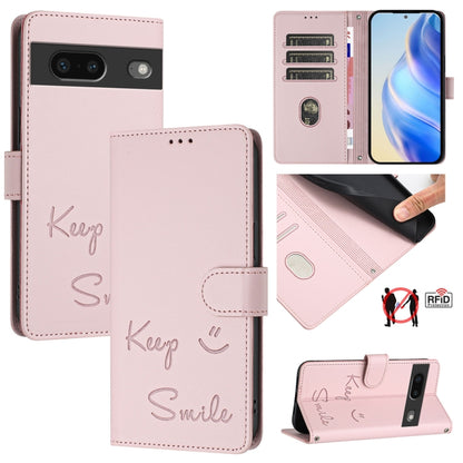 Smile Embossing RFID Leather Phone Case, For Google Pixel 11 Pro XL, For Google Pixel 11 Pro / 11, For Google Pixel 10 Pro XL 5G Global, For Google Pixel 10 5G / 10 Pro 5G Global, For Google Pixel 9a, For Google Pixel 9 Pro XL                          ...
