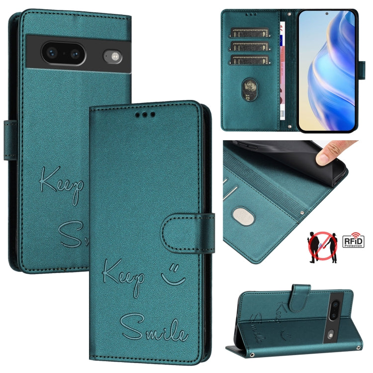 Smile Embossing RFID Leather Phone Case, For Google Pixel 11 Pro XL, For Google Pixel 11 Pro / 11, For Google Pixel 10 Pro XL 5G Global, For Google Pixel 10 5G / 10 Pro 5G Global, For Google Pixel 9a, For Google Pixel 9 Pro XL                          ...