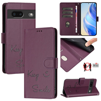 Smile Embossing RFID Leather Phone Case, For Google Pixel 11 Pro XL, For Google Pixel 11 Pro / 11, For Google Pixel 10 Pro XL 5G Global, For Google Pixel 10 5G / 10 Pro 5G Global, For Google Pixel 9a, For Google Pixel 9 Pro XL                          ...