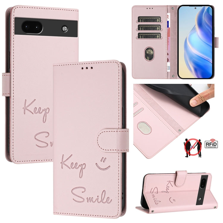 Smile Embossing RFID Leather Phone Case, For Google Pixel 11 Pro XL, For Google Pixel 11 Pro / 11, For Google Pixel 10 Pro XL 5G Global, For Google Pixel 10 5G / 10 Pro 5G Global, For Google Pixel 9a, For Google Pixel 9 Pro XL                          ...