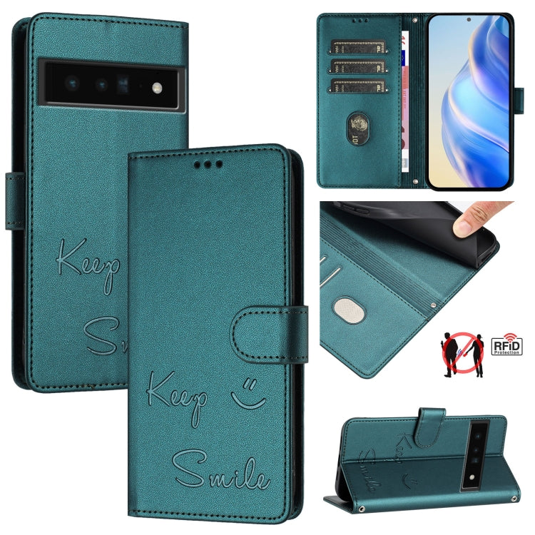 Smile Embossing RFID Leather Phone Case, For Google Pixel 11 Pro XL, For Google Pixel 11 Pro / 11, For Google Pixel 10 Pro XL 5G Global, For Google Pixel 10 5G / 10 Pro 5G Global, For Google Pixel 9a, For Google Pixel 9 Pro XL                          ...