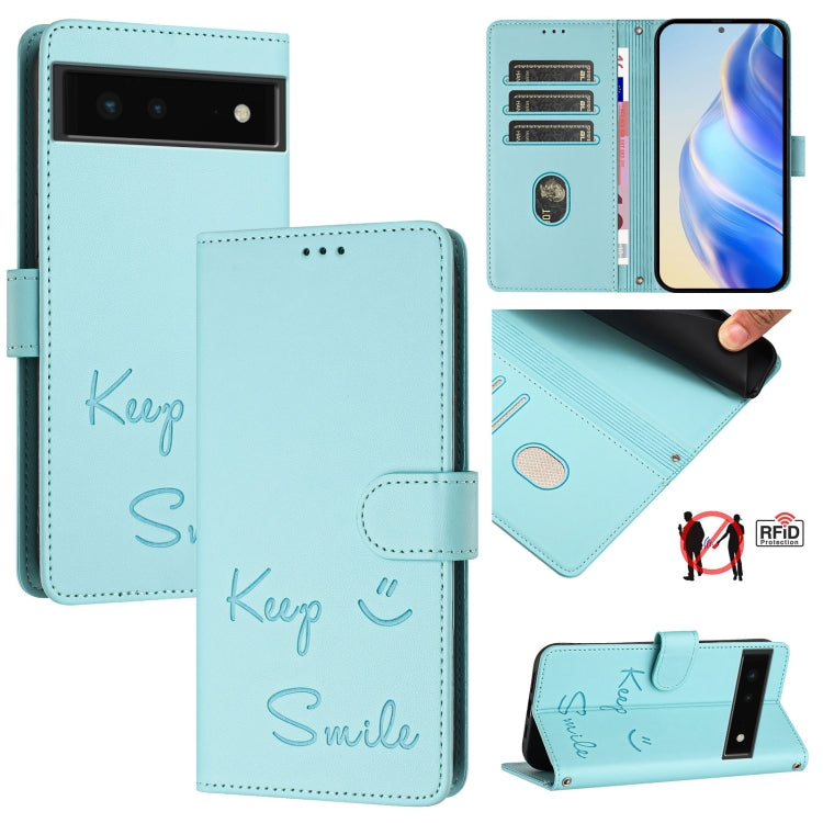 Smile Embossing RFID Leather Phone Case, For Google Pixel 11 Pro XL, For Google Pixel 11 Pro / 11, For Google Pixel 10 Pro XL 5G Global, For Google Pixel 10 5G / 10 Pro 5G Global, For Google Pixel 9a, For Google Pixel 9 Pro XL                          ...