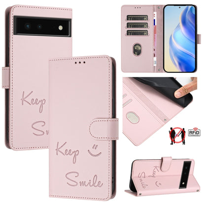 Smile Embossing RFID Leather Phone Case, For Google Pixel 11 Pro XL, For Google Pixel 11 Pro / 11, For Google Pixel 10 Pro XL 5G Global, For Google Pixel 10 5G / 10 Pro 5G Global, For Google Pixel 9a, For Google Pixel 9 Pro XL                          ...