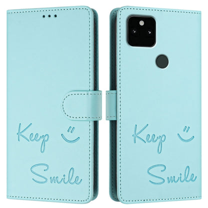 Smile Embossing RFID Leather Phone Case, For Google Pixel 5a, For Google Pixel 5, For Google Pixel 5 XL / Pixel 4a 5G
