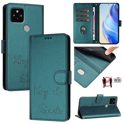 Smile Embossing RFID Leather Phone Case, For Google Pixel 5a, For Google Pixel 5, For Google Pixel 5 XL / Pixel 4a 5G