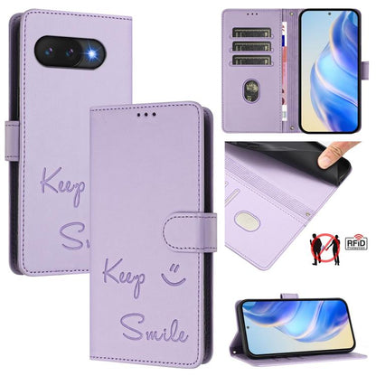 Smile Embossing RFID Leather Phone Case, For Google Pixel 11 Pro XL, For Google Pixel 11 Pro / 11, For Google Pixel 10 Pro XL 5G Global, For Google Pixel 10 5G / 10 Pro 5G Global, For Google Pixel 9a, For Google Pixel 9 Pro XL                          ...