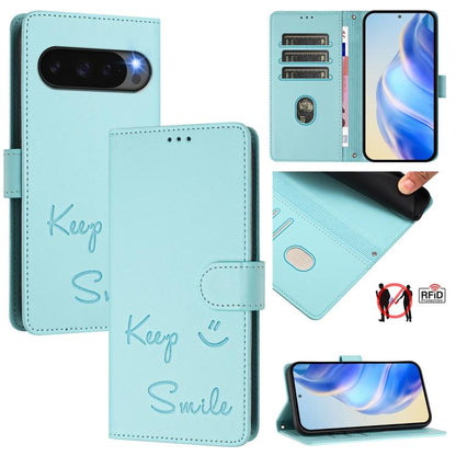 Smile Embossing RFID Leather Phone Case, For Google Pixel 11 Pro XL, For Google Pixel 11 Pro / 11, For Google Pixel 10 Pro XL 5G Global, For Google Pixel 10 5G / 10 Pro 5G Global, For Google Pixel 9a, For Google Pixel 9 Pro XL                          ...