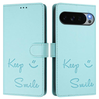 Smile Embossing RFID Leather Phone Case, For Google Pixel 11 Pro XL, For Google Pixel 11 Pro / 11, For Google Pixel 10 Pro XL 5G Global, For Google Pixel 10 5G / 10 Pro 5G Global, For Google Pixel 9a, For Google Pixel 9 Pro XL                          ...