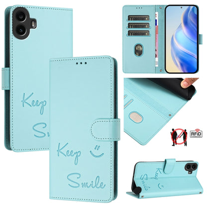 Smile Embossing RFID Leather Phone Case, For Nothing Phone 4a Pro, For Nothing Phone 4a, For Nothing CMF Phone 1