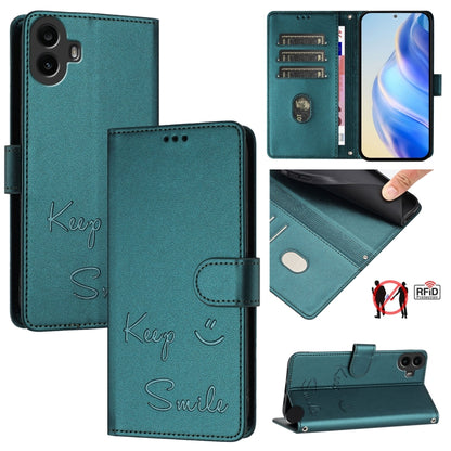 Smile Embossing RFID Leather Phone Case, For Nothing Phone 4a Pro, For Nothing Phone 4a, For Nothing CMF Phone 1