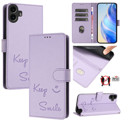 Smile Embossing RFID Leather Phone Case, For Nothing Phone 4a Pro, For Nothing Phone 4a, For Nothing CMF Phone 1