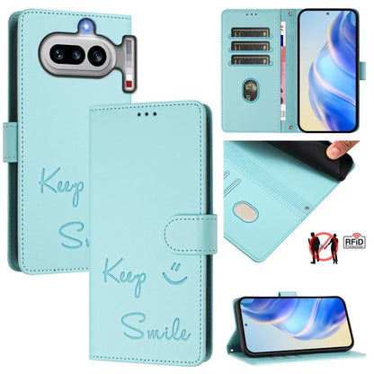 Smile Embossing RFID Leather Phone Case, For Nothing Phone 4a Pro, For Nothing Phone 4a, For Nothing CMF Phone 1