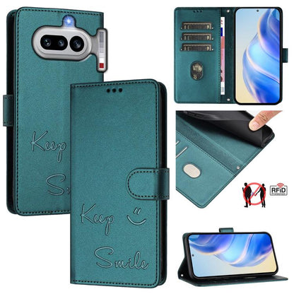 Smile Embossing RFID Leather Phone Case, For Nothing Phone 4a Pro, For Nothing Phone 4a, For Nothing CMF Phone 1