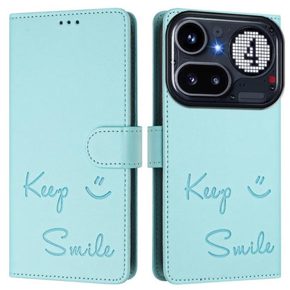 Smile Embossing RFID Leather Phone Case, For Nothing Phone 4a Pro, For Nothing Phone 4a, For Nothing CMF Phone 1