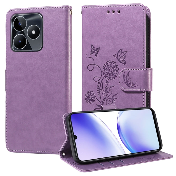 Embossed Butterfly Flowers Leather Phone Case, For Realme 12+ / Narzo 70 / Narzo 70 Pro India, For Realme C67 4G / 12 Lite 4G Global, For Realme 12 Pro / 12 Pro+  / P1 Pro Global, For Realme C51 / C53 / Narzo N53 / Note 50                              ...