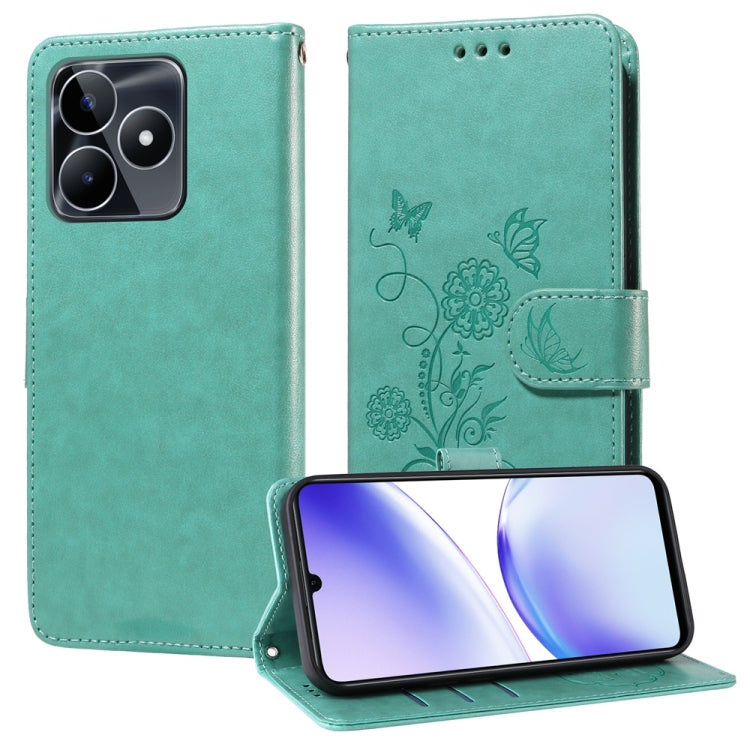 Embossed Butterfly Flowers Leather Phone Case, For Realme 12+ / Narzo 70 / Narzo 70 Pro India, For Realme C67 4G / 12 Lite 4G Global, For Realme 12 Pro / 12 Pro+  / P1 Pro Global, For Realme C51 / C53 / Narzo N53 / Note 50                              ...