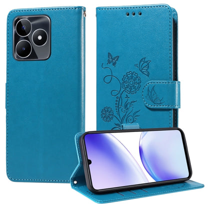 Embossed Butterfly Flowers Leather Phone Case, For Realme 12 Pro / 12 Pro+  / P1 Pro Global, For Realme C51 / C53 / Narzo N53 / Note 50, For Realme C67 5G / 11 5G Taiwan / Global, For Realme C65 4G Global, For Realme C55                                ...