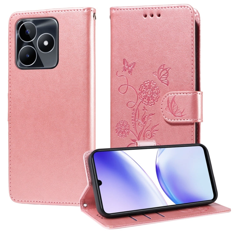 Embossed Butterfly Flowers Leather Phone Case, For Realme 12 Pro / 12 Pro+  / P1 Pro Global, For Realme C51 / C53 / Narzo N53 / Note 50, For Realme C67 5G / 11 5G Taiwan / Global, For Realme C65 4G Global, For Realme C55                                ...