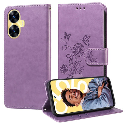 Embossed Butterfly Flowers Leather Phone Case, For Realme 12 Pro / 12 Pro+  / P1 Pro Global, For Realme C51 / C53 / Narzo N53 / Note 50, For Realme C67 5G / 11 5G Taiwan / Global, For Realme C65 4G Global, For Realme C55                                ...
