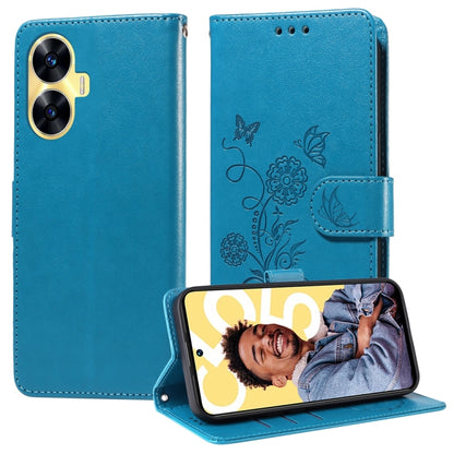 Embossed Butterfly Flowers Leather Phone Case, For Realme 12 Pro / 12 Pro+  / P1 Pro Global, For Realme C51 / C53 / Narzo N53 / Note 50, For Realme C67 5G / 11 5G Taiwan / Global, For Realme C65 4G Global, For Realme C55                                ...