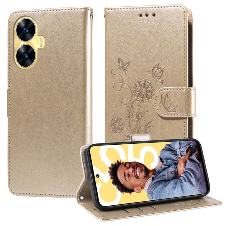 Embossed Butterfly Flowers Leather Phone Case, For Realme 12 Pro / 12 Pro+  / P1 Pro Global, For Realme C51 / C53 / Narzo N53 / Note 50, For Realme C67 5G / 11 5G Taiwan / Global, For Realme C65 4G Global, For Realme C55                                ...
