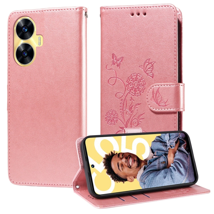 Embossed Butterfly Flowers Leather Phone Case, For Realme 12 Pro / 12 Pro+  / P1 Pro Global, For Realme C51 / C53 / Narzo N53 / Note 50, For Realme C67 5G / 11 5G Taiwan / Global, For Realme C65 4G Global, For Realme C55                                ...