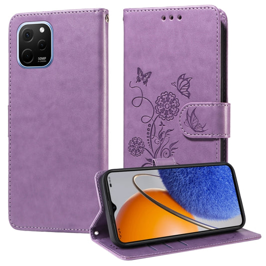 Geprägte Schmetterlingsblumen Leder Handyhülle, für Huawei nova 10 Pro, für Huawei nova 10, für Huawei nova Y90, für Huawei nova Y70 Plus
