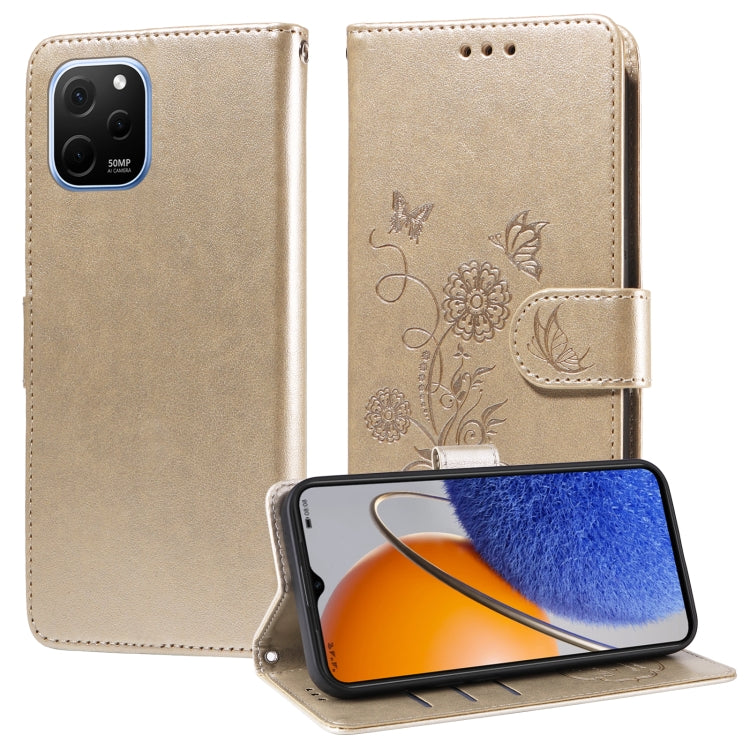 Embossed Butterfly Flowers Leather Phone Case