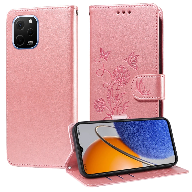 Embossed Butterfly Flowers Leather Phone Case