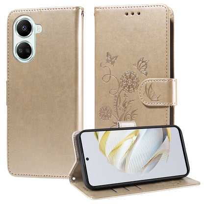 Geprägte Schmetterlingsblumen Leder Handyhülle, für Huawei nova 10 Pro, für Huawei nova 10, für Huawei nova Y90, für Huawei nova Y70 Plus