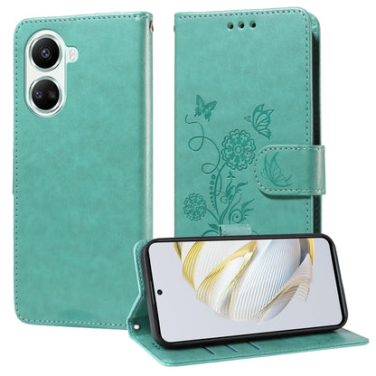 Geprägte Schmetterlingsblumen Leder Handyhülle, für Huawei nova 10 Pro, für Huawei nova 10, für Huawei nova Y90, für Huawei nova Y70 Plus