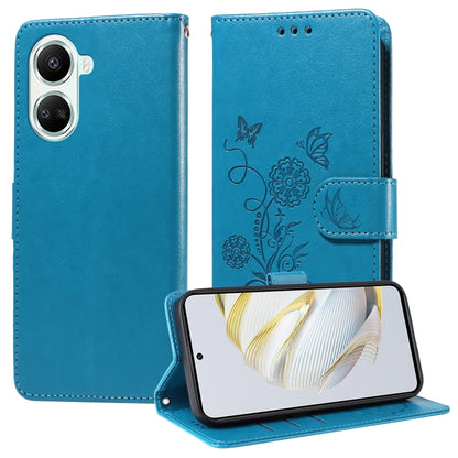 Geprägte Schmetterlingsblumen Leder Handyhülle, für Huawei nova 10 Pro, für Huawei nova 10, für Huawei nova Y90, für Huawei nova Y70 Plus